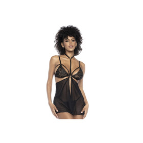 Deux-en-Un, Body et nuisette dentelle noire 